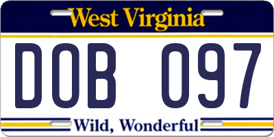 WV license plate DOB097