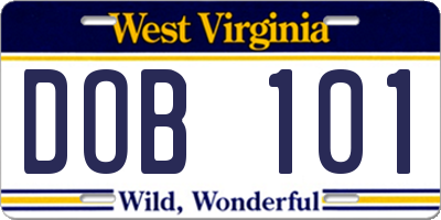 WV license plate DOB101