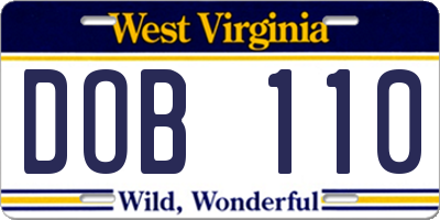 WV license plate DOB110