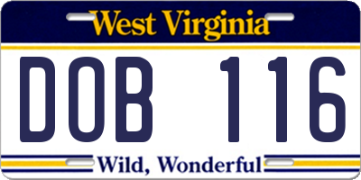 WV license plate DOB116