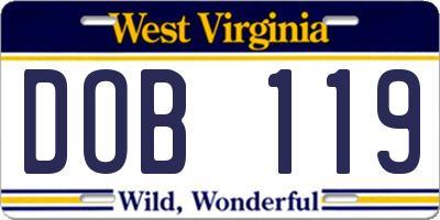 WV license plate DOB119