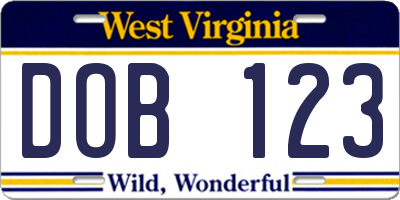 WV license plate DOB123