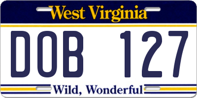 WV license plate DOB127