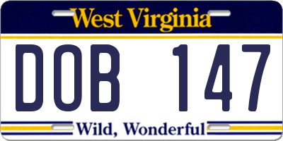 WV license plate DOB147