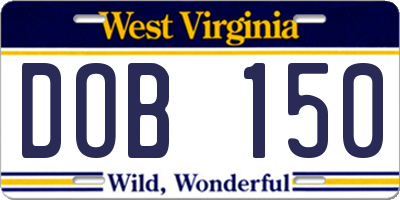 WV license plate DOB150