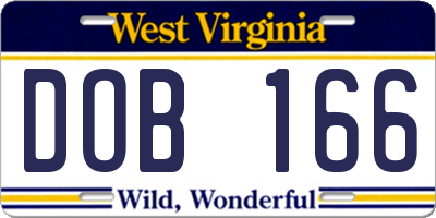 WV license plate DOB166