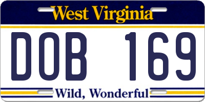 WV license plate DOB169