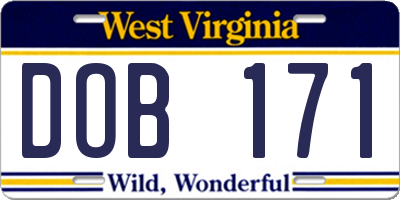 WV license plate DOB171
