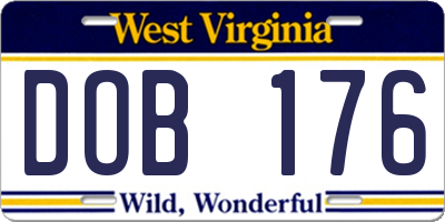 WV license plate DOB176