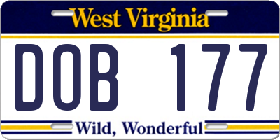 WV license plate DOB177