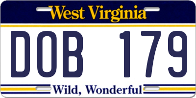 WV license plate DOB179