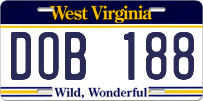 WV license plate DOB188