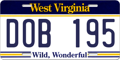 WV license plate DOB195