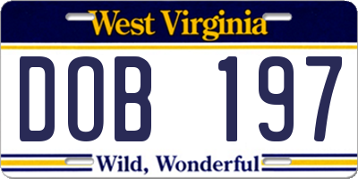 WV license plate DOB197