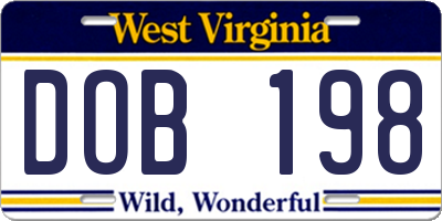 WV license plate DOB198