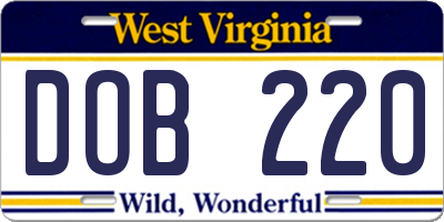 WV license plate DOB220