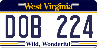 WV license plate DOB224