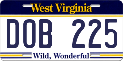 WV license plate DOB225