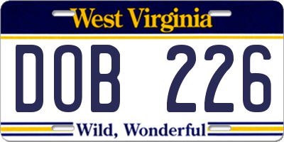 WV license plate DOB226