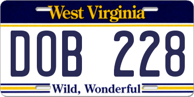 WV license plate DOB228