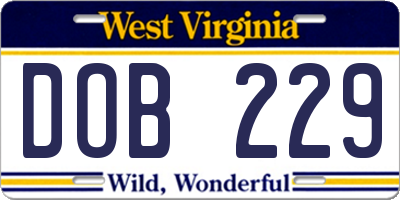WV license plate DOB229