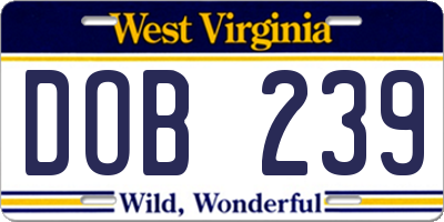 WV license plate DOB239