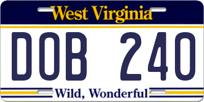WV license plate DOB240