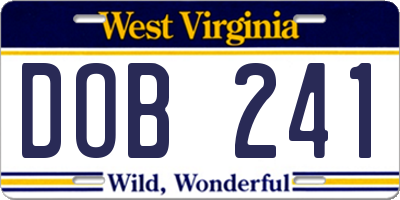 WV license plate DOB241