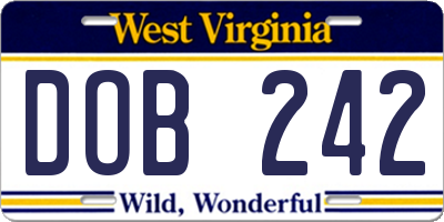 WV license plate DOB242