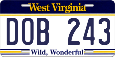 WV license plate DOB243