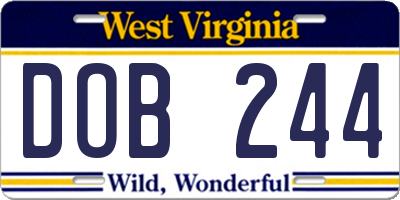 WV license plate DOB244