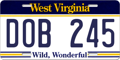 WV license plate DOB245