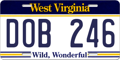 WV license plate DOB246
