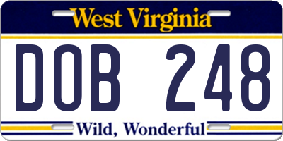WV license plate DOB248
