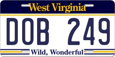 WV license plate DOB249