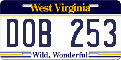 WV license plate DOB253