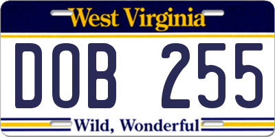 WV license plate DOB255