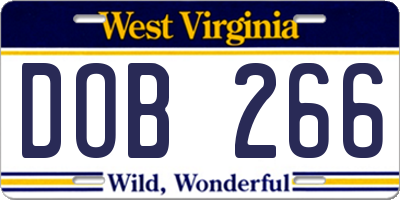 WV license plate DOB266