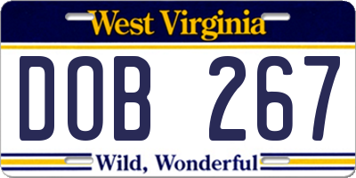 WV license plate DOB267