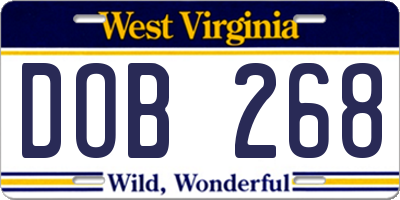 WV license plate DOB268