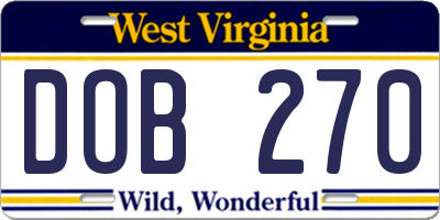 WV license plate DOB270
