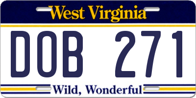 WV license plate DOB271