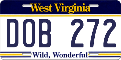 WV license plate DOB272
