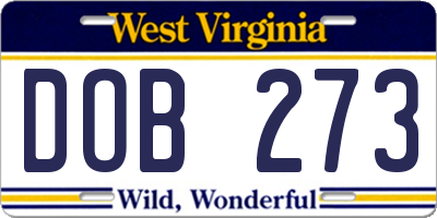 WV license plate DOB273