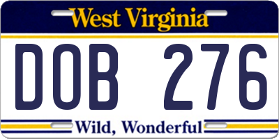 WV license plate DOB276