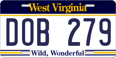 WV license plate DOB279