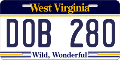 WV license plate DOB280