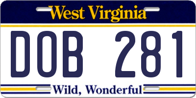 WV license plate DOB281