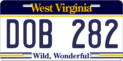 WV license plate DOB282