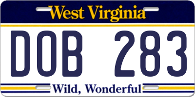 WV license plate DOB283